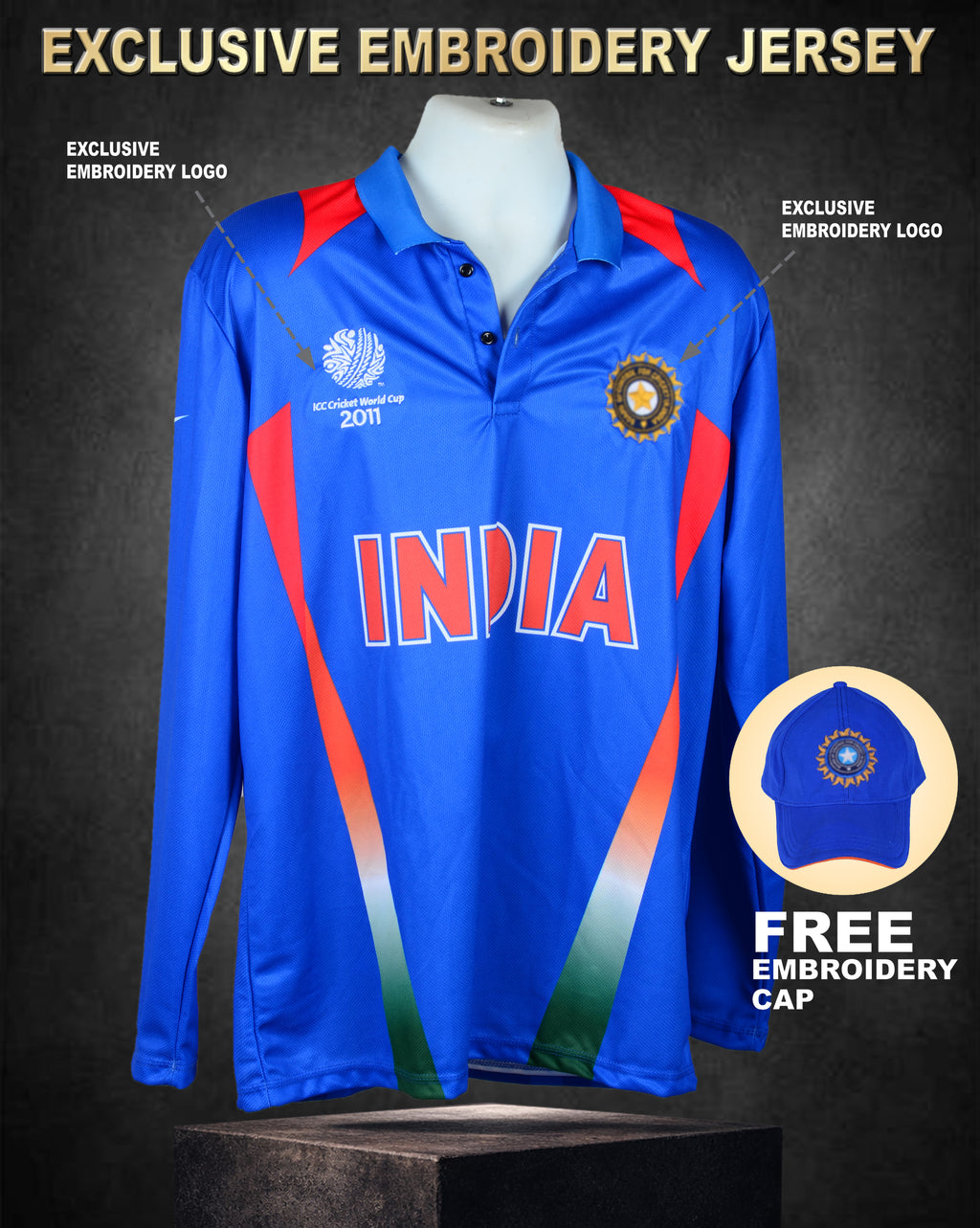 WORLD CUP 2011 ODI JERSEY - EXCLUSIVE EMBROIDERY (FULL SLEEVES)